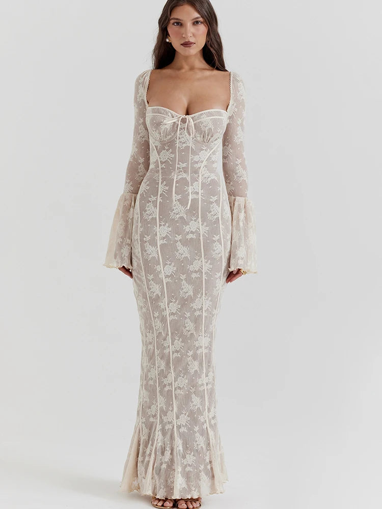 Fantoye Sexy Square Collar Maxi Dress