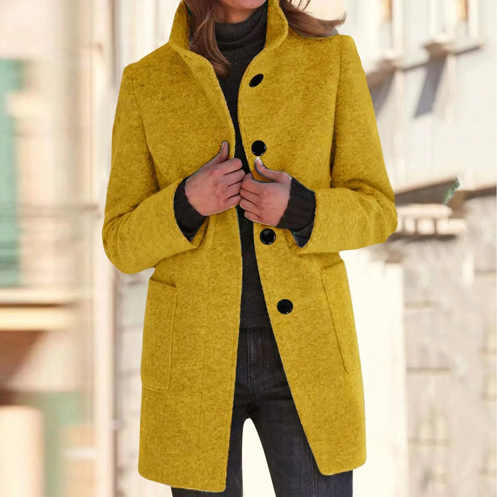 Womens Wool Cardigan Coats With Pockets Ladies Lapel Long Jacket Coat Fashion Solid Casual Winter Jackets for Women Plus Coat