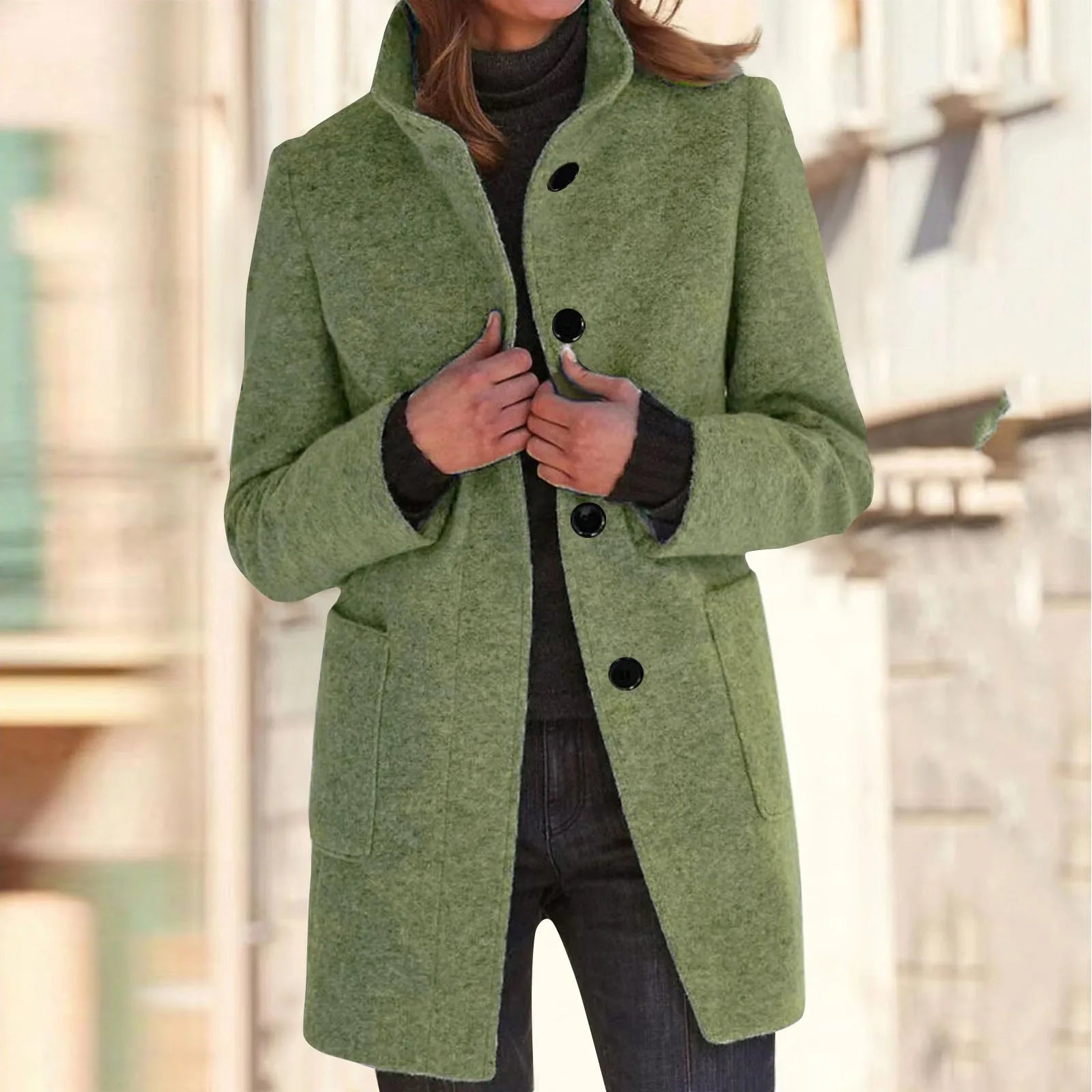 Womens Wool Cardigan Coats With Pockets Ladies Lapel Long Jacket Coat Fashion Solid Casual Winter Jackets for Women Plus Coat