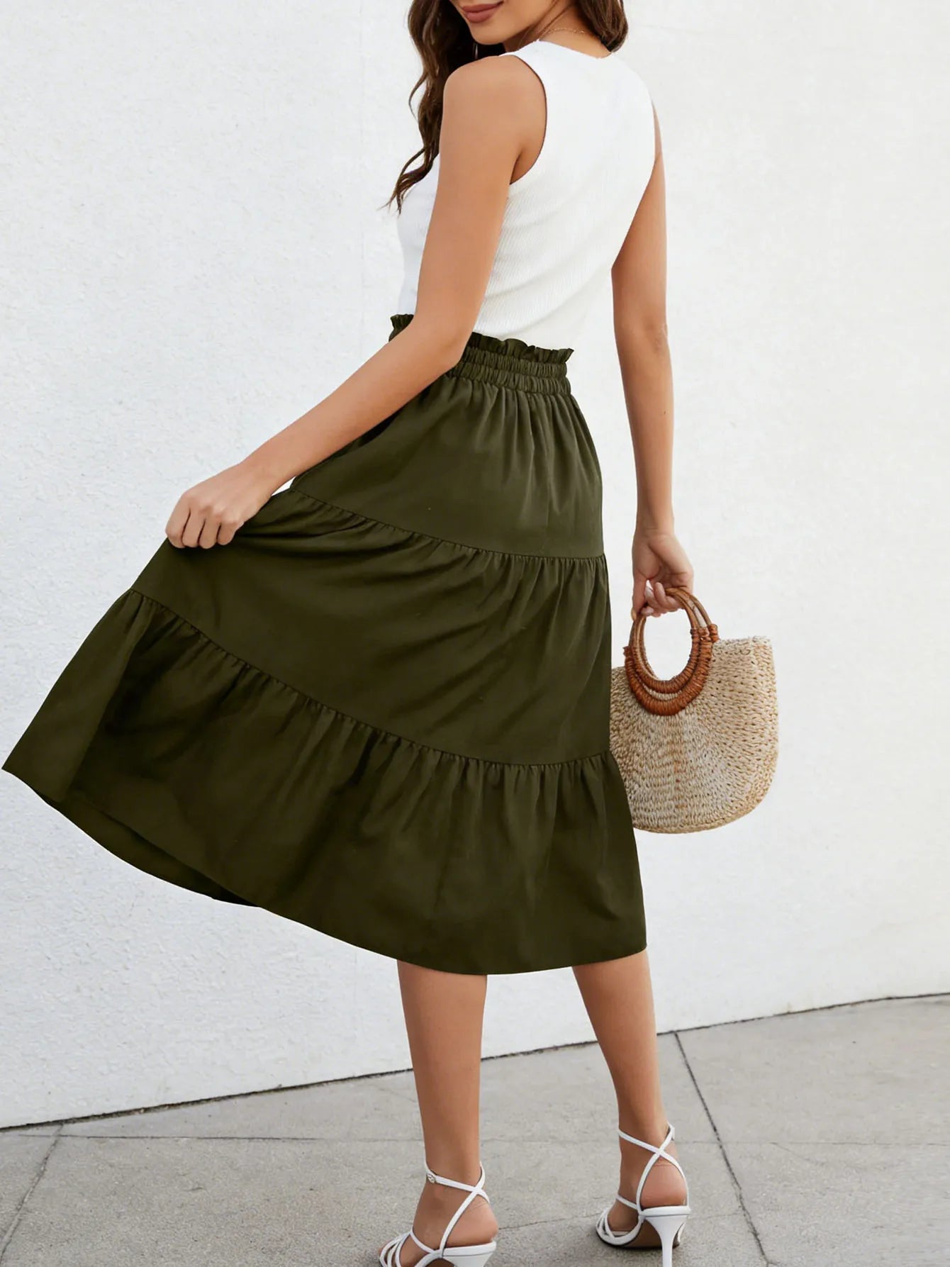 Summer Skirts for Women  Pleated Casual Elastic Waist Smocked Boho  Trendy Vacation Sexy Flowy Skirt